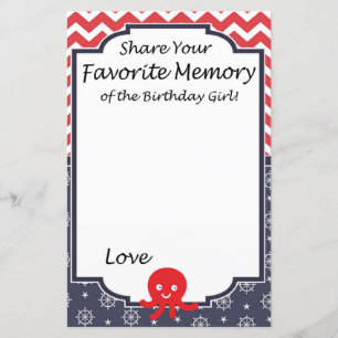 Octopus Favorite Memory of the Birthday Girl