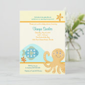 Octopus & Fish 5x7 Baby shower Uitnodiging (Staand voorkant)