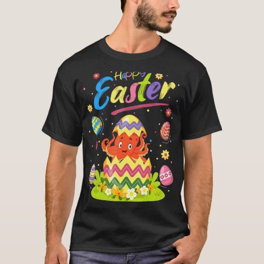 Octopus Fish Easter Octopus Happy Paast T-shirt (Voorkant)