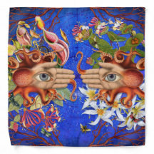 Octopus Floral Bandana Adult/Large 22 x 22 inch