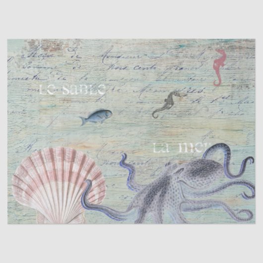 Octopus Franse Stem Collage Tissue Tissuepapier (Voorkant)