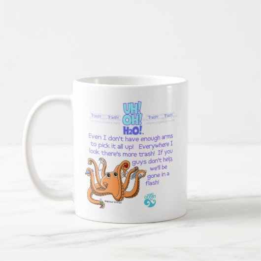 octopus front (Z), octopus back (Z) Koffiemok (Links)