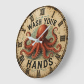 Octopus Funny Coastal Nautical Beach House Grote Klok (Hoek)