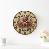 Octopus Funny Coastal Nautical Beach House Grote Klok (Huis)