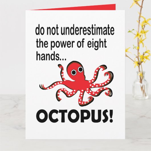 Octopus Funny Kaart (Gele Bloem)