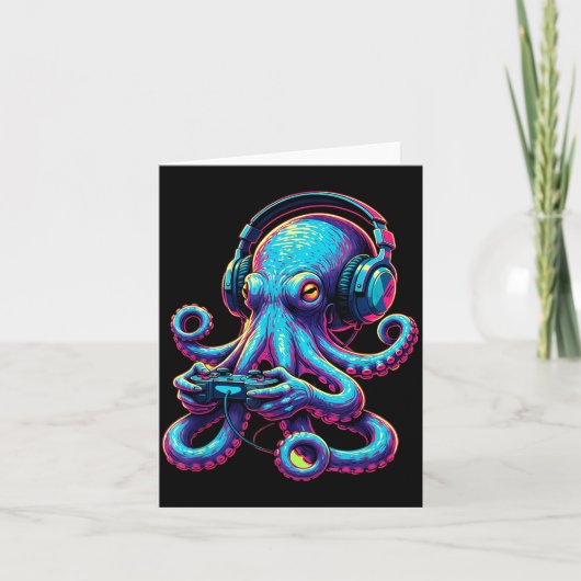 Octopus Gaming Animal Video Games Funny Octopus  Kaart (Voorkant)
