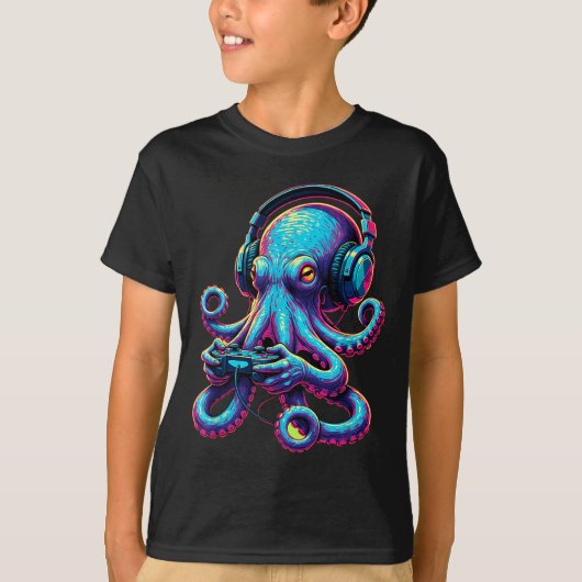 Octopus Gaming Animal Video Games Funny Octopus  T-shirt (Voorkant)