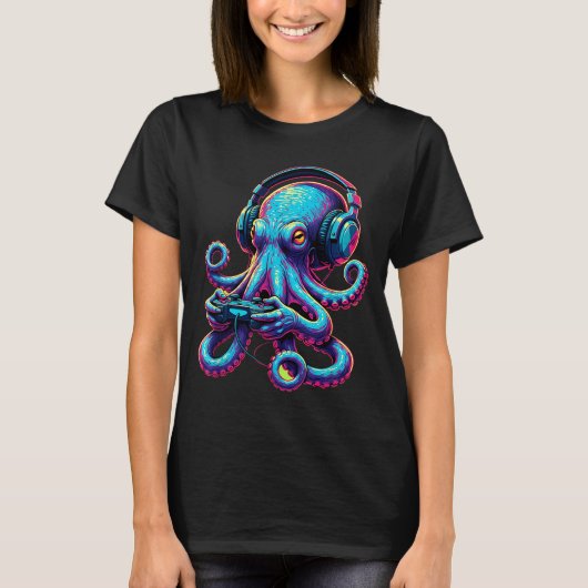 Octopus Gaming Animal Video Games Funny Octopus  T-shirt (Voorkant)