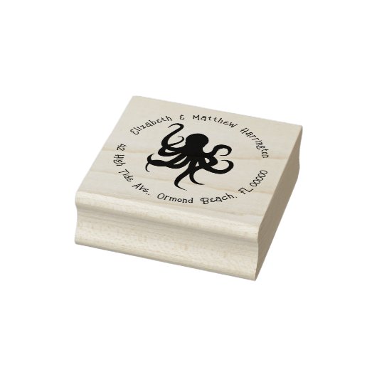 Octopus Gebogen Adres Tekst Rubber Stempel (Stempel)