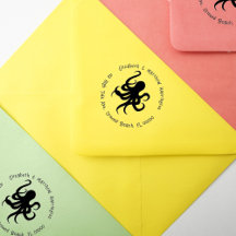 Octopus Gebogen Adres Tekst Rubber Stempel