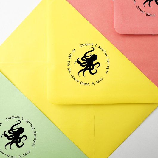 Octopus Gebogen Adres Tekst Rubber Stempel