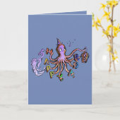 Octopus - Gelukkige verjaardag! Kaart (Gele Bloem)