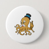 Octopus Gentleman Pet Ronde Button 7,6 Cm (Voorkant)