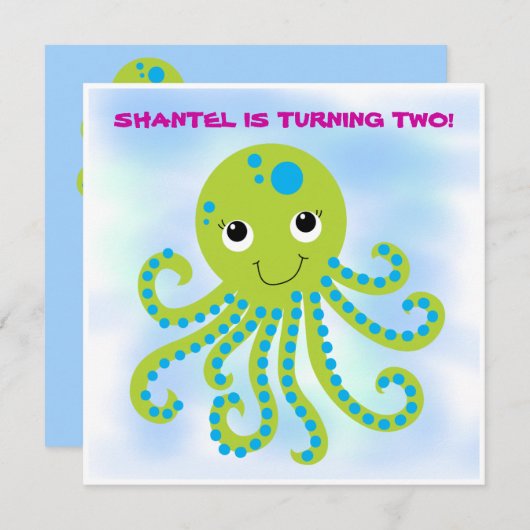Octopus Gepersonaliseerd op zondag Kaart (Voorkant / Achterkant)