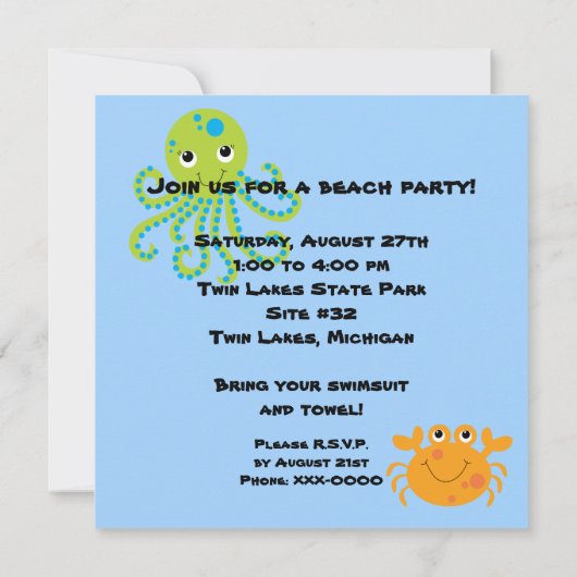 Octopus Gepersonaliseerd op zondag Kaart (Achterkant)