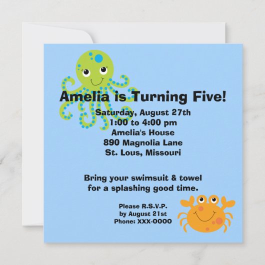 Octopus Gepersonaliseerd op zondag Kaart (Achterkant)