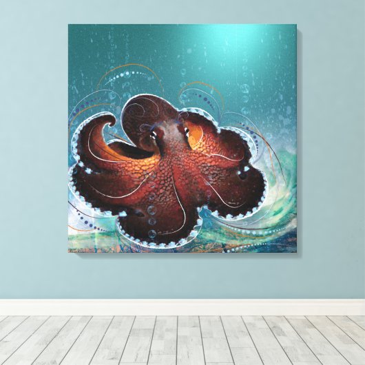 OCTOPUS - Gewikkeld Canvas Afdruk (Insitu (Houten vloer))