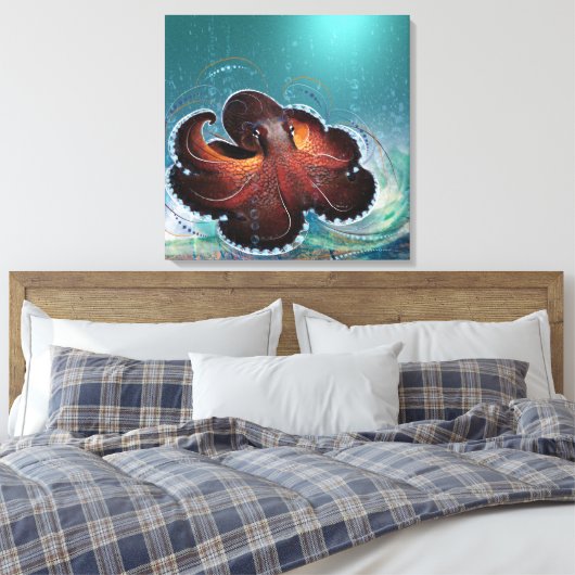 OCTOPUS - Gewikkeld Canvas Afdruk (Insitu (Slaapkamer))
