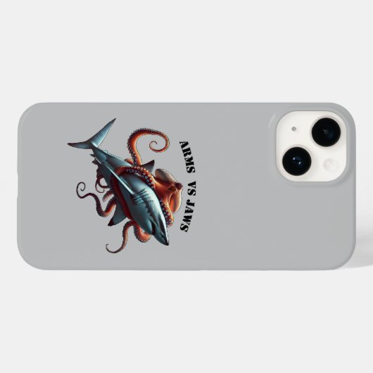 Octopus gewikkeld rond een grote witte haai URM Case-Mate iPhone Case (Achterkant (horizontaal))