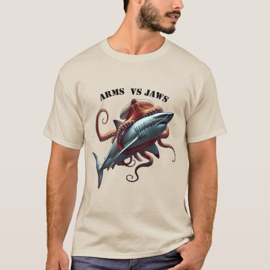 Octopus gewikkeld rond een grote witte haai URM T-shirt (Voorkant)