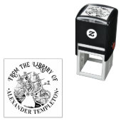 Octopus gewikkeld rond schip #2 Bibliotheek Boekna Zelfinktende Stempel (In situ)