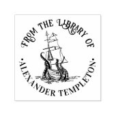 Octopus Gewikkeld Rondom Scheepsbibliotheek Boekna Zelfinktende Stempel (Design)