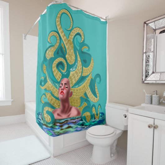 Octopus Girl Art Douchegordijn (In situ)