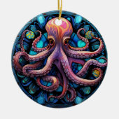 Octopus Glas in lood Keramische Boomdecoratie Keramisch Ornament (Voorkant)