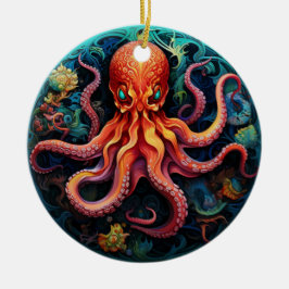 Octopus Glas in lood Keramische Boomdecoratie Keramisch Ornament