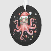 Octopus Glasses Santa Hat Christmas Light Ocean  Ornament (voorkant)