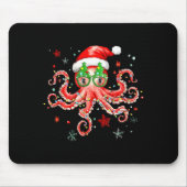 Octopus Gles Santa Hat Christmas Light Ocean Anima Muismat (Voorkant)