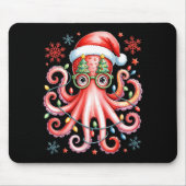 Octopus Gles Santa Hat Christmas Light Ocean Anima Muismat (Voorkant)