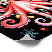 Octopus Gles Santa Hat Christmas Light Ocean Anima Poster (Hoek)