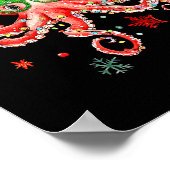 Octopus Gles Santa Hat Christmas Light Ocean Anima Poster (Hoek)