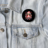 Octopus Gles Santa Hat Christmas Light Ocean Anima Ronde Button 5,7 Cm (In situ)