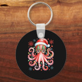 Octopus Gles Santa Hat Christmas Light Ocean Anima Sleutelhanger (Voorkant)
