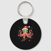 Octopus Gles Santa Hat Christmas Light Ocean Anima Sleutelhanger (Voorkant)