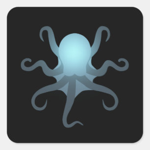 octopus glow in deep oceaan zee life gift vierkante sticker