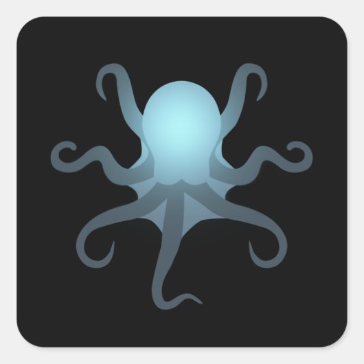 octopus glow in deep oceaan zee life gift vierkante sticker (Voorkant)