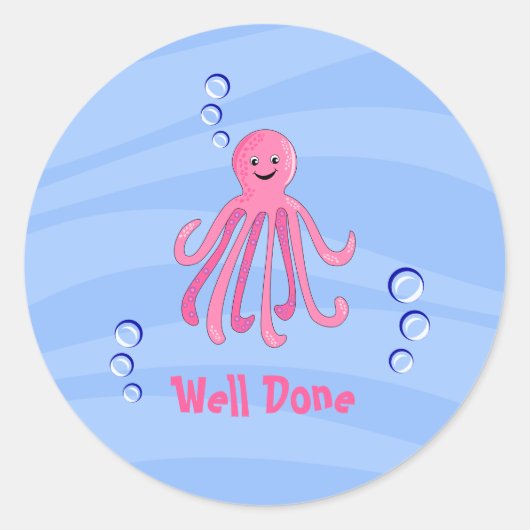 Octopus Goed gedaan Klassieke Ronde Sticker (Voorkant)