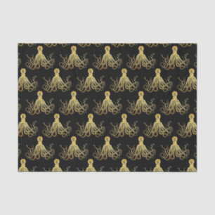 Octopus Gold Black Ink Kastal Nautal Tissuepapier