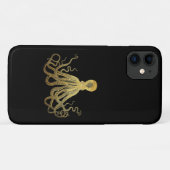  Octopus Gold Black Inkt Kustanaal Nautisch Case-Mate iPhone Case (Achterkant (horizontaal))