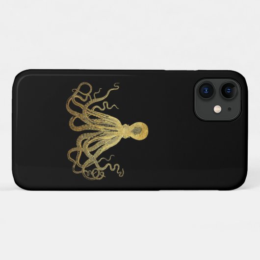  Octopus Gold Black Inkt Kustanaal Nautisch Case-Mate iPhone Case (Achterkant (horizontaal))