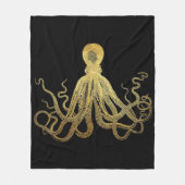  Octopus Gold Black Inkt Kustanaal Nautisch Fleece Deken (Voorkant)