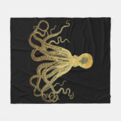  Octopus Gold Black Inkt Kustanaal Nautisch Fleece Deken (Voorkant (Horizontaal))