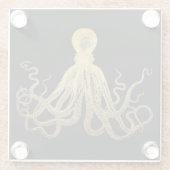  Octopus Gold Black Inkt Kustanaal Nautisch Glazen Onderzetter (Achterkant)