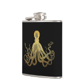 Octopus Gold Black Inkt Kustanaal Nautisch Heupfles (Links)