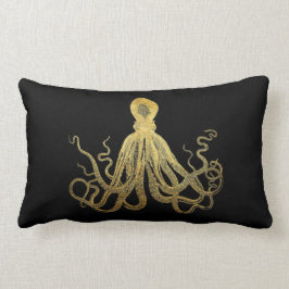  Octopus Gold Black Inkt Kustanaal Nautisch Kussen