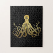  Octopus Gold Black Inkt Kustanaal Nautisch Legpuzzel (Verticaal)