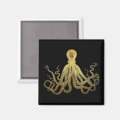 Octopus Gold Black Inkt Kustanaal Nautisch Magneet (Voorkant / Achterkant)